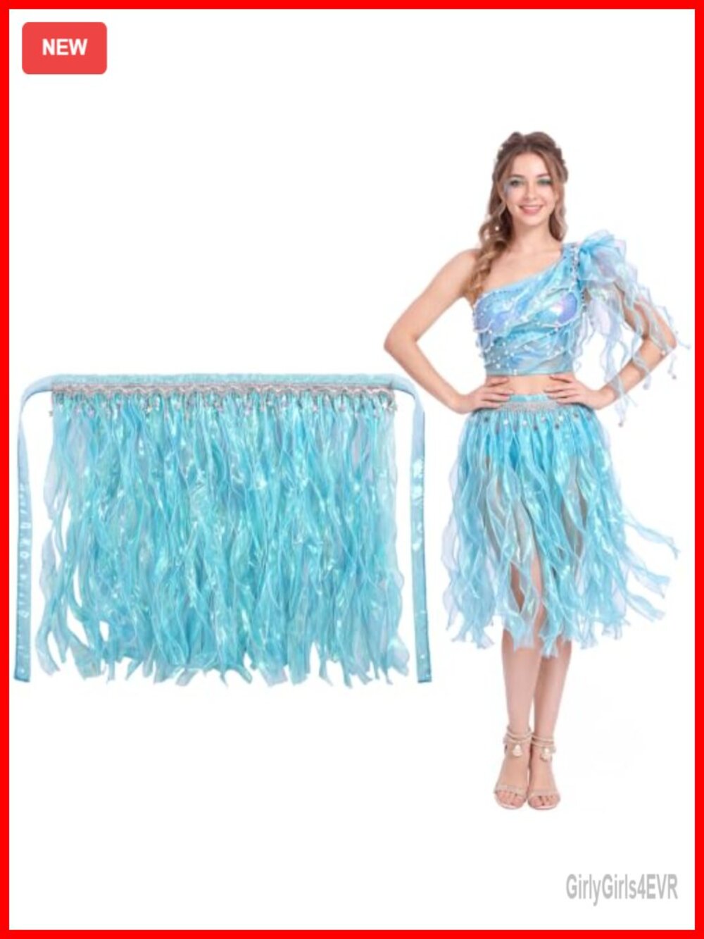 Women's Iridescent Jellyfish Mermaid Skirt Cosplay Halloween Costume